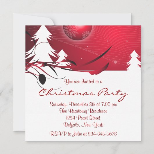 赤白クリスマスツリー赤白クリスマスパーティー 招待状 (裏面)