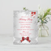 赤白シルバー ウィンター ワンダーランド ホリデー パーティー 招待状 (スタンド正面)