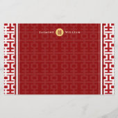赤白シンプルダブル中国のハピ結婚ネス 便箋