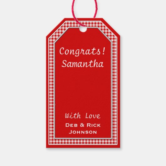 赤白ジンガム掛けタグテンプレート ギフトタグ (正面)