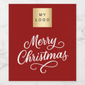 赤白スクリプト ビジネス クリスマス ワインラベル (シングルラベル)