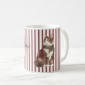 赤白ストライプにゃんこ猫 コーヒーマグカップ (正面右)