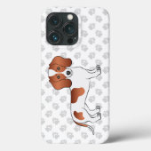 赤白スムースダックスフンドのカートゥーン犬と足跡 Case-Mate iPhoneケース (裏面)