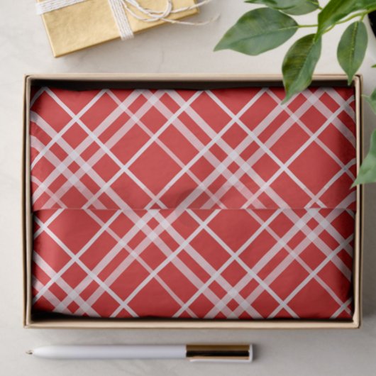 赤白タータンチェック格子模様デザイン 薄葉紙