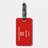 赤白チームカラーモノグラムのバレーボール ラゲッジタグ (裏面縦)