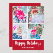 赤白ハッピーホリデー4写真 招待状 (正面/裏面)