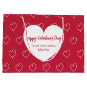 赤白ハートバレンタインデー ラージペーパーバッグ (裏面)