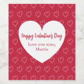 赤白ハートバレンタインデー ワインラベル (シングルラベル)