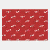 赤白ハート柄XOXOストライプ ラッピングペーパーシート (正面)