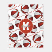 赤白バスケットボールコートは私の幸せな場所だ フリースブランケット (正面)