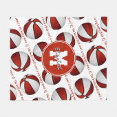 赤白バスケットボールコートは私の幸せな場所だ フリースブランケット (正面(横))