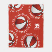 赤白バスケットボールコートは私の幸せな場所だ フリースブランケット (正面)