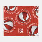 赤白バスケットボールコートは私の幸せな場所だ フリースブランケット (正面(横))