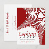 赤白バティックカクテルパーティー招待状ポストカード インビテーションポストカード (正面/裏面)