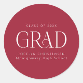 赤白パーソナライズされたモダン卒業 ラウンドシール
