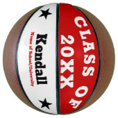 赤白パーソナライズされた卒業 バスケットボール (縦)