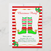 赤白パーティーのクリスマスエルフ招待状 招待状 (正面)