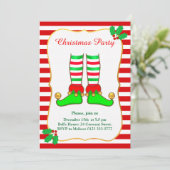 赤白パーティーのクリスマスエルフ招待状 招待状 (スタンド正面)