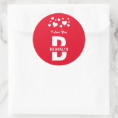 赤白ヒップスター モノグラム バレンタインデーおめでとう ラウンドシール (バッグ)