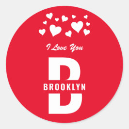 赤白ヒップスター モノグラム バレンタインデーおめでとう ラウンドシール