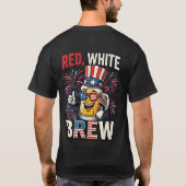 赤白ビール面白い愛国バイカーチシャツ Tシャツ (裏面)