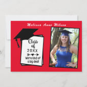 赤白フォト モダン卒業パーティー 招待状 (正面)