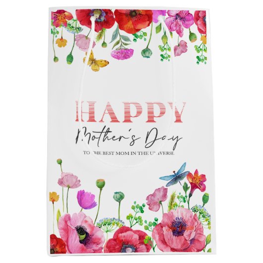 赤白フローラハッピーマザーズあいさつカード ミディアムペーパーバッグ (正面)