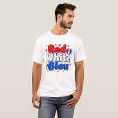 赤白ブルー おもしろ フランス愛国Tシャツ Tシャツ (正面フル)