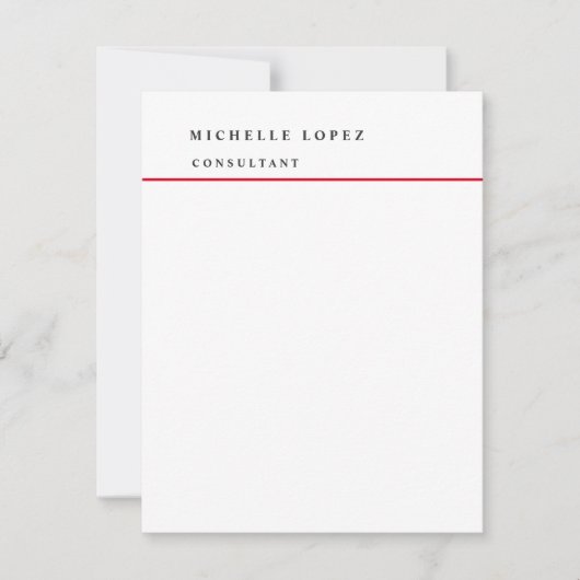 赤白プレーンエレガントクラシカルプロフェッショナル ノートカード (正面)