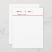 赤白プレーンエレガントクラシカルプロフェッショナル ノートカード (正面/裏面)