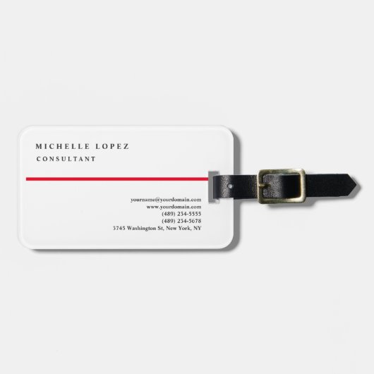 赤白プレーンエレガントクラシカルプロフェッショナル ラゲッジタグ (正面横)