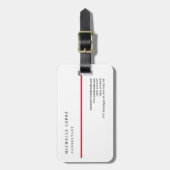 赤白プレーンエレガントクラシカルプロフェッショナル ラゲッジタグ (正面縦)