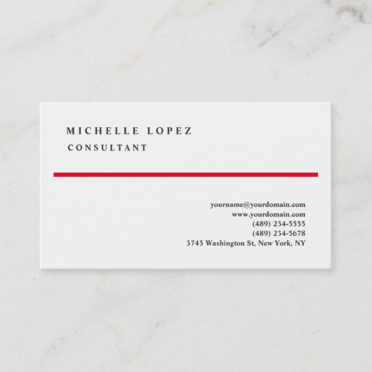 赤白プレーンエレガントクラシカルプロフェッショナル 名刺 (正面)