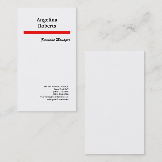 赤白プロフェッショナル平滑ミニマル 名刺 (正面/裏面)