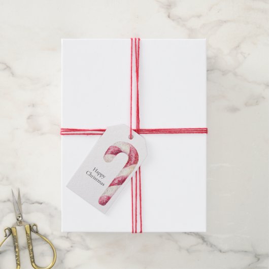 赤白ペパーミントキャンディカン ギフトタグ (より糸付き)