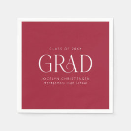 赤白ミニマルパーソナライズされたリストグラードパーティー スタンダードカクテルナプキン