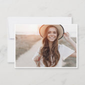 赤白ミニマルモダンリスト卒業写真 サンキューカード (裏面)