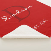 赤白モダン文字ファミリのモノグラム名 シェルパブランケット (3/4)