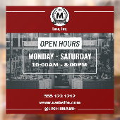 赤白モノクロ シンプルな営業時間 店舗 ウィンドウサイン (シート2)