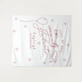 赤白レトロ卒業写真の背景 タペストリー (正面(横))