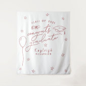 赤白レトロ卒業写真の背景 タペストリー (正面)