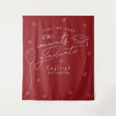 赤白レトロ卒業写真の背景 タペストリー (正面)