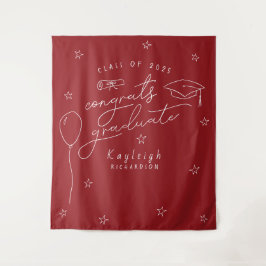 赤白レトロ卒業写真の背景 タペストリー