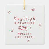 赤白レトロ手描き写真卒業 セラミックオーナメント (裏面)