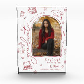 赤白レトロ手描き卒業写真ブロック フォトブロック (正面)