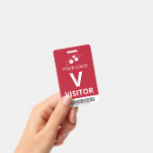 赤白ロゴの追加バーコードビジター バッジ (手持ち)