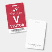 赤白ロゴの追加バーコードビジター バッジ (正面&裏面)