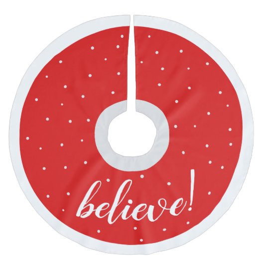 赤白伝統的のクリ信じスマス ブラッシュドポリエステルツリースカート (正面)