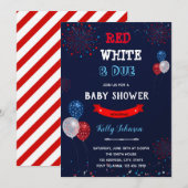 赤白出産前祝い 招待状 (正面/裏面)