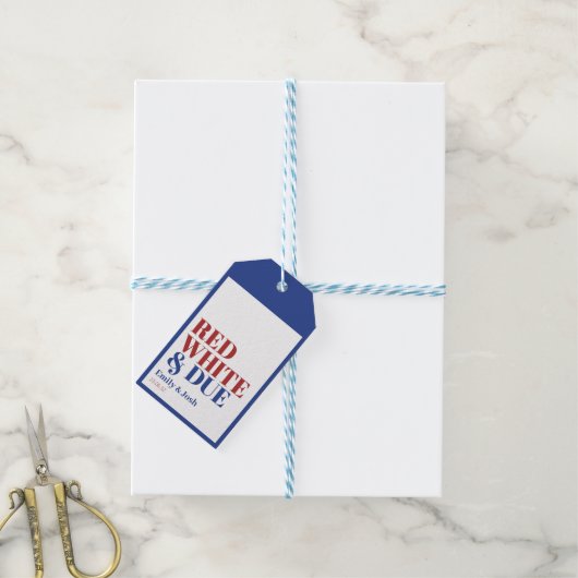 赤白出産準備中！7月4日ベイビーシャワー ギフトタグ (より糸付き)